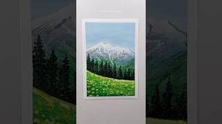 Cutest Mountain with Flowers Painting🌻 art painting shorts [upl. by Nester]