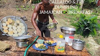 CALLALOO amp FRY DUMPLING REAL JAMAICAN🇯🇲 BREAKFAST SELL OFF 😋 [upl. by Gnuhp]