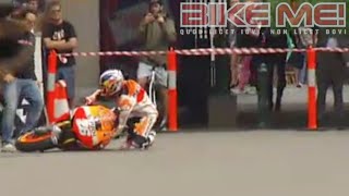 Pedrosa Crash in Demonstration Ride [upl. by Oirretna]