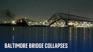 Bridge collapses in Baltimore  mass casualty event declared [upl. by Tiebold]