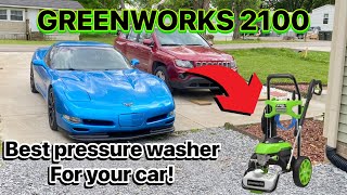 BEST AFFORDABLE pressure washer for your car GREENWORKS 2100 PSI [upl. by Devonne]