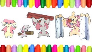 Pokemon Coloring Pages for Kids  Audino Timburr Gurdurr and Conkeldurr [upl. by Maurene]