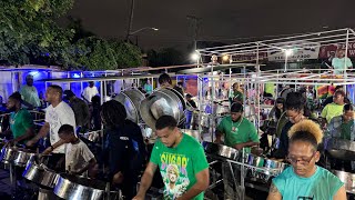 Metro Steel Orchestra practices “Lorraine” at their panyard in Brooklyn Regular Tempo [upl. by Salchunas]