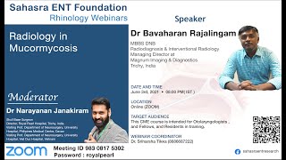 Rhinology  Imaging in Mucormycosis  Dr Bavaharan Rajalingam [upl. by Einallem]