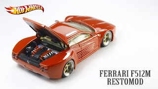 FERRARI TESTAROSSA F512M HOT WHEELS CUSTOM RESTORATION [upl. by Eadrahc458]