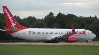 Corendon Airlines Europe B737800 Takeoff Groningen Airport Eelde [upl. by Nnylannej30]