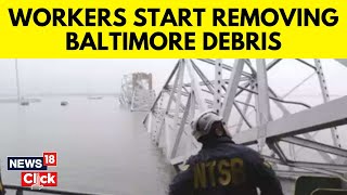 Baltimore Bridge Accident  Baltimore Bridge Collapse Focus Shifts To Removing Debris  N18V [upl. by Leelaj]