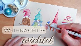 Weihnachtswichtel malen  How to paint christmas elves [upl. by Tselec364]