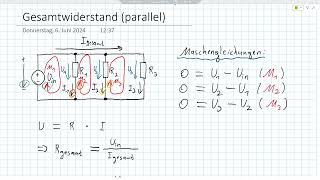 Parallel Widerstand Ω Formel Herleitung  mit Kirchhoff und Ohmsches Gesetz  Tutorial  Informatik [upl. by Koral]