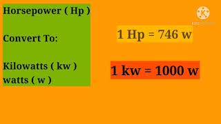 How to Convert Hp to Kw and watts  Electrical basic formula [upl. by Agon]