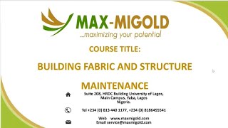 FMMC COURSE 15 BUILDING FABRIC AND STRUCTURE MAINTENANCE [upl. by Ashling]