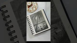 Beautiful 😱 landscape painting with pencil artshortsdrawing [upl. by Nahama]