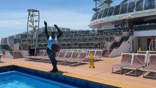 MSC Meraviglia cruise ship Adults Only Horizon Swimming Pool walking tour deck 16 April 26 2023 4K [upl. by Spiros35]