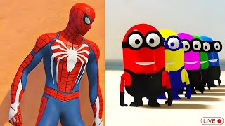 GTA 5 Epic Ragdolls RED SPIDERMAN VS RED MINION VS GREEN MINION Euphoria Physics amp Funny Fails [upl. by Goddard]