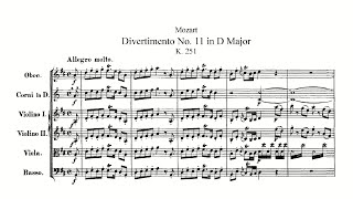 Mozart Divertimento No 11 in D major K 251 with Score [upl. by Piefer]