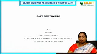 LEC02 Object Oriented Programming Using Java  Java Buzzwords by Mrs S Navya [upl. by Strong]