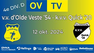 OVTV  Samenvatting  vv dOlde Veste 54  kvv Quick 20  12102024  4e DivD [upl. by Adlai]