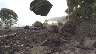 Landslide and rockfall during Kaikoura Earthquake aftershock [upl. by Yttap361]