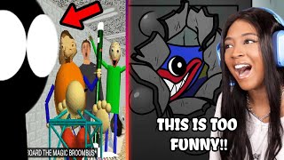 STICKMAN AND HUGGY WUGGY IS TOO FUNNY  Reacting to Random Animations [upl. by Astiram]