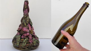 Incredible Bottle Art idea Bottle decoration using notebook paper and forest nuts [upl. by Naggem]