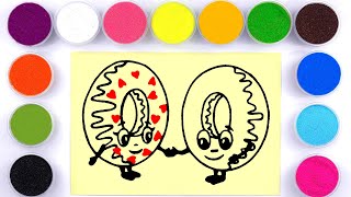 Sand painting donuts Coloring for kids [upl. by Aenitsirhc30]