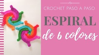 ESPIRAL DE 6 COLORES EN CROCHET  Paso a Paso por mamaQuilla [upl. by Acnairb]