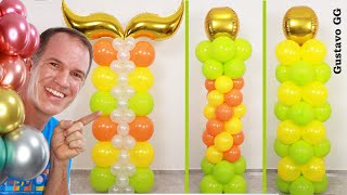 5 COLUMNAS DE GLOBOS sin estructura ✨ Como hacer columnas de globos  Gustavo gg [upl. by Atilamrac661]