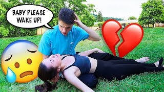 Passing Out While Working Out Prank On Boyfriend Cute Reaction [upl. by Ahsertal]