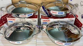 VINOD TRIPLY Extra Deep STAINLESS STEEL KADAI Review  Vinod Platinum Triply Kadai l Complete Range [upl. by Nylodam]