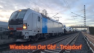 Führerstandsmitfahrt von Wiesbaden Ost Gbf nach Troisdorf mit dem Rheine Zug am Rhein [upl. by Akimrej930]