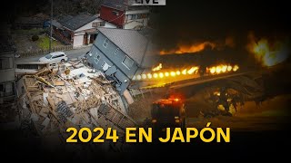 Japón recibe el 2024 protagonizando un fuerte terremoto que terminó con el incendió de un avión [upl. by Salomon]