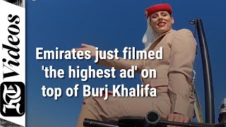 How Emirates filmed the highest ad on top of Burj Khalifa [upl. by Agretha764]