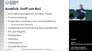 Vorlesung Betriebssysteme und Sicherheit – 01 Einführung [upl. by Mayce]