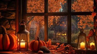 Rainy Autumn Night  Relax with Rain Outside Rain On Window and Breeze Sounds [upl. by Tebor]