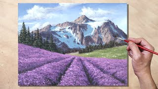 Acrylic Painting Lavender Field Landscape [upl. by Htebsil803]