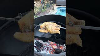 New day another 🐓on the WeberGrills rotisserie 🤤 😋 yummy rotisseriechicken asmrfood [upl. by Merril]