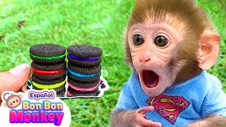 El Hombre De Los Panecillos  El Monito Come Pastel  Canciones Infantiles  Bon Bon Monkey Español [upl. by Uttica]