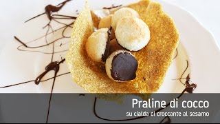 Praline di cocco su cialda di croccante al sesamo [upl. by Ocnarf134]