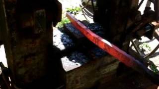 Forging a katana blade from a railroad anchor 2 [upl. by Noyrb]