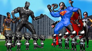 FAMILY BLACK PANTHER WAKANDA FOREVER VS FAMILY SUPER VENOM  LIVE ACTION STORY [upl. by Reede425]