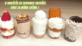 5 variétés de verrines sucrées avec la même crème ‼️😲 verrinessucrées [upl. by Ezar]