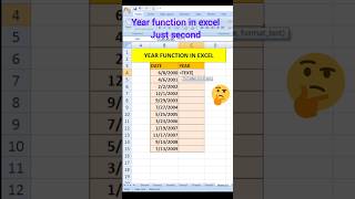 Year function in ms excel।exceltricks excelshortcuts exceltips 2024 [upl. by Arimak]