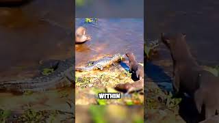 Crocodile vs Giant Otters A Fight for Survival shorts viralvideo [upl. by Eelak]