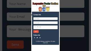 Responsive Footer Section using html css amp javascript codingshorts responsivefootersection [upl. by Sherri551]