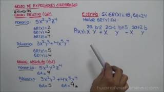 GRADO RELATIVO Y GRADO ABSOLUTO DE UN MONOMIO Y POLINOMIO Teoría y ejemplos [upl. by Banerjee668]