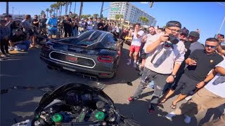 Ninja H2 Leaving Hypercar Meet with a Koenigsegg H2kawasakininja kawasaki [upl. by Nnylram]