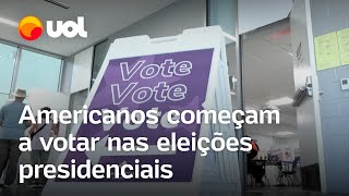 Eleições nos EUA Eleitores começam a votar para decidir presidente 45 dias antes da data oficial [upl. by Kendry748]