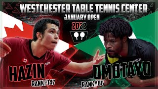 Jeremy Hazin Vs Olajide Omotayo  Westchester Table Tennis Center January 2022 Open Semifinal 4K HD [upl. by Ezana999]