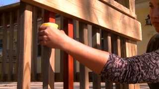 How to Stain Railing Balusters and Spindles  Woodmates® Contour Stain Applicator [upl. by Eedak]