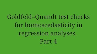 Goldfeld–Quandt test for Hetrosecdasticity Numerical Example part 4  final [upl. by Rodriguez233]